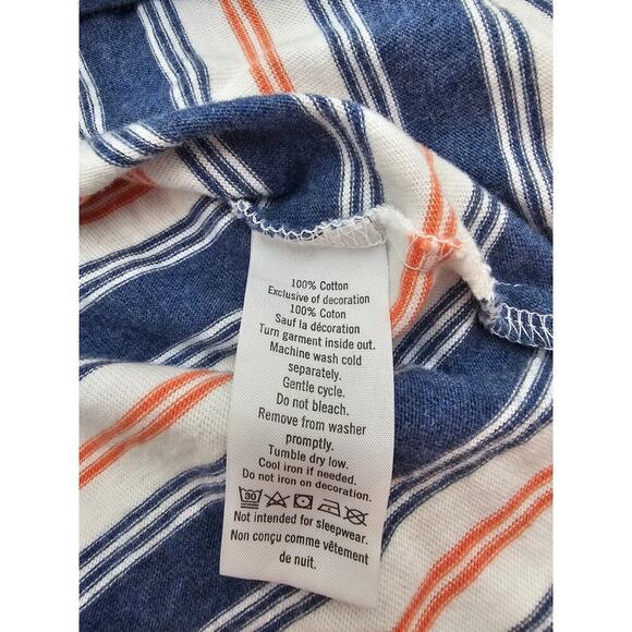 Janie and Jack Boy's 6 Blue, White, and Orange Striped Polo Short Sleeve Shirt - Picture 3 of 4
